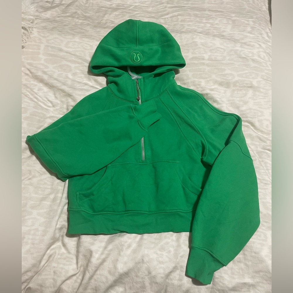 Lulu Green scuba half zip hoodie